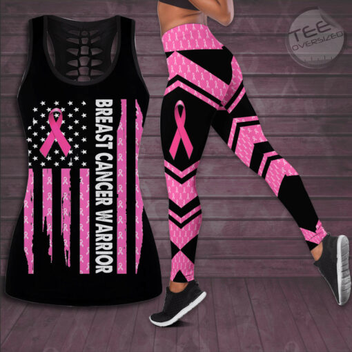 Breast Cancer Warrior Hollow Tank Top Leggings