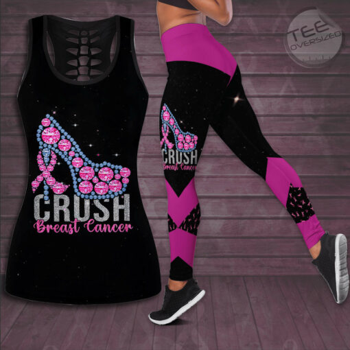 Crush Breast Cancer Awareness 3D Hollow Tank Top Leggings