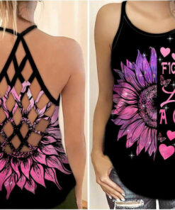 Fight Like A Girl Breast Cancer Awareness Criss Cross Tank Top
