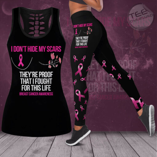 I DonT Hide My Scars Breast Cancer Awareness 3D Hollow Tank Top Leggings