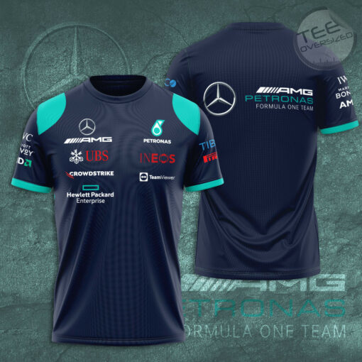 Mercedes AMG Petronas F1 Team 3D T Shirt S2 Navy