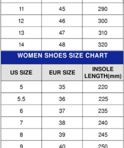 sneaker size chart