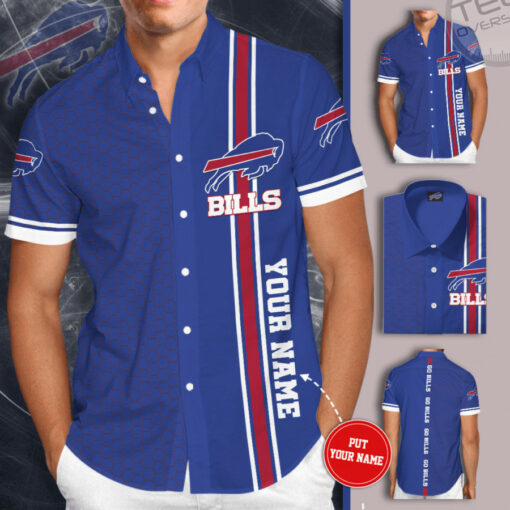 Buffalo Bills 3D Short Sleeve Dress Shirt