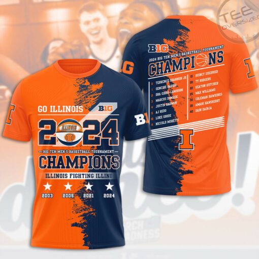 Illinois Fighting Illini Mens Basketball T shirt OVS0424H