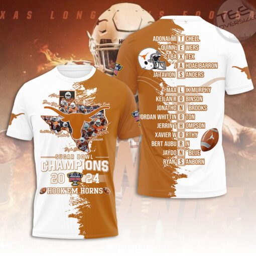 Texas Longhorns Football White Orange T shirt OVS0424J
