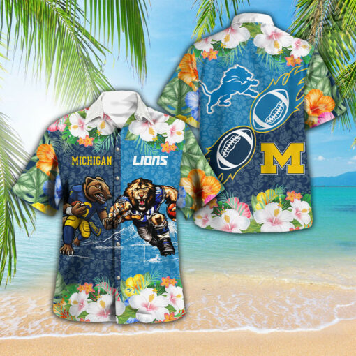 Michigan Wolverines Football X Detroit Lions Hawaiian Shirt OVS0524D