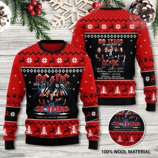AC DC 50 Years 3D Ugly Sweater