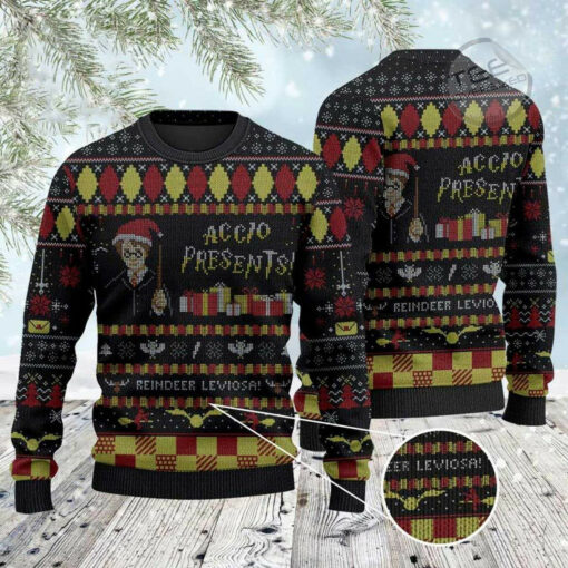 Accio Present Wizard Ugly Christmas 3D Sweater