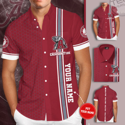 Alabama Crimson Tide 3D Short Sleeve Dress Shirt 01