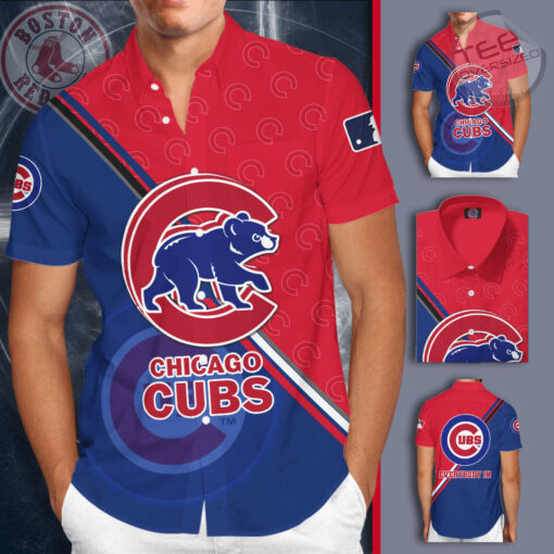 Chicago Cubs 3D Short Sleeve Dress Shirt 03