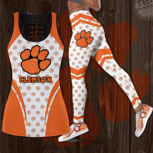 Clemson Tigers Hollow Tank Top Leggings 01