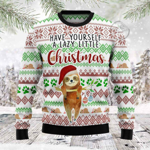 Have Yourself A Lazy Christmas Sloth Ugly Christmas 3D Sweater