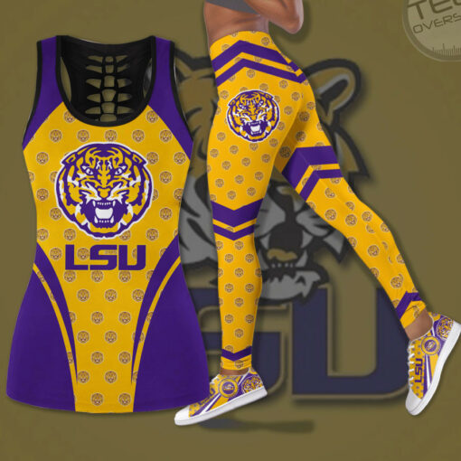 Lsu Tigers Hollow Tank Top Leggings 01