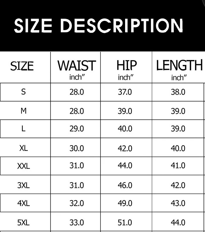 Sweatpants sizechart 2022