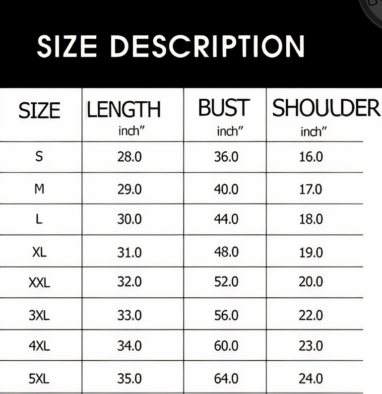T-shirt Sizechart 2022