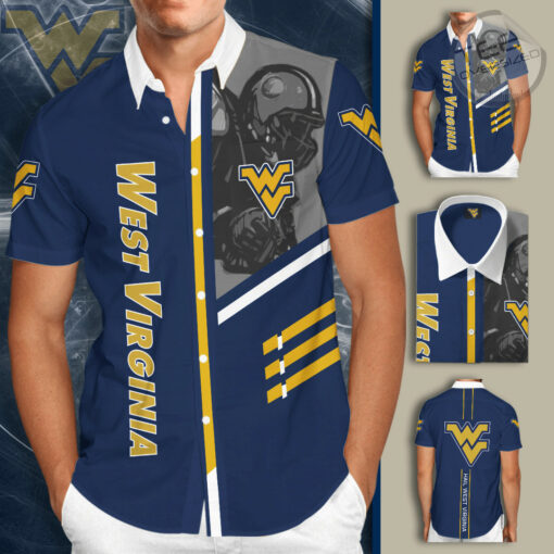 West Virginia Mountaineers 3D Short Sleeve Dress Shirt 01
